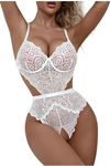 SİA Beyaz Dantelli Özel Bölgesi Açık Babydoll Gecelik 15052