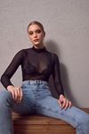 Kadın Siyah Tül Transparan Body Babydoll Bodysuit Party Clup