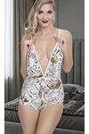 Kadın Seksi Saten Askılı Göğüs Ve Sırt Dekolteli Tulum Pijama Gecelik